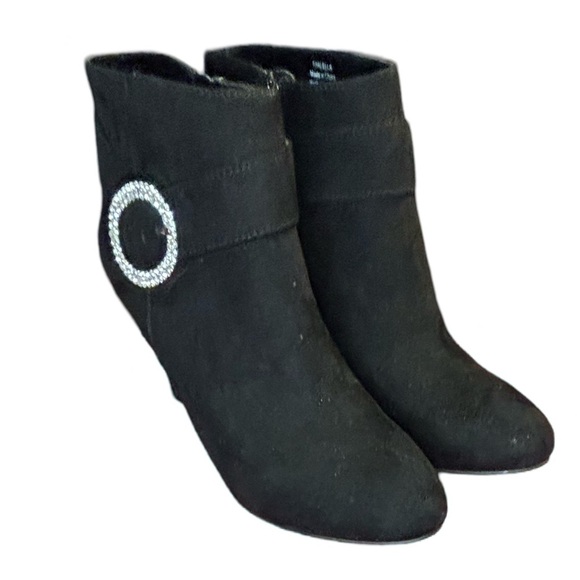New! Kelly & Katie Dressy Ankle Boots With Rhinestone Buckle Color Black - Picture 2 of 4